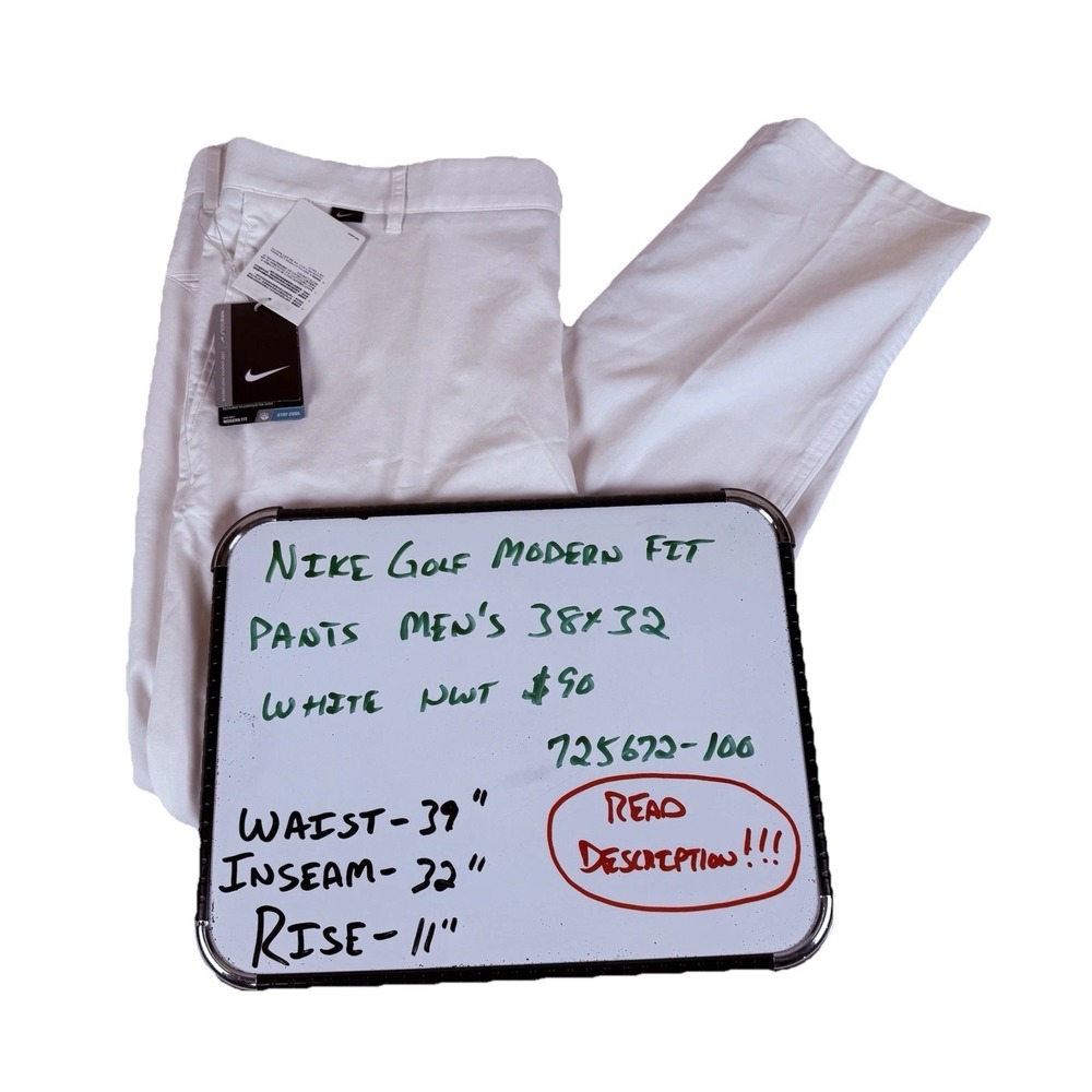 Nike Golf Modern Fit Stretch White Pants Mens 38x32" (39x32) 725672 New READ
